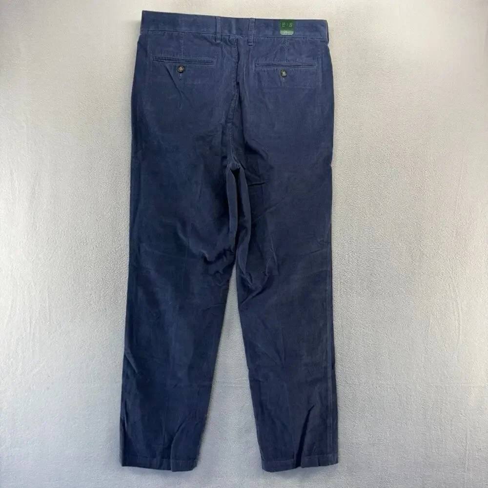 J Crew Pants men's 32x32 Blue 14 Wale Corduroy Trouser Pleated Loose Baggy NEW